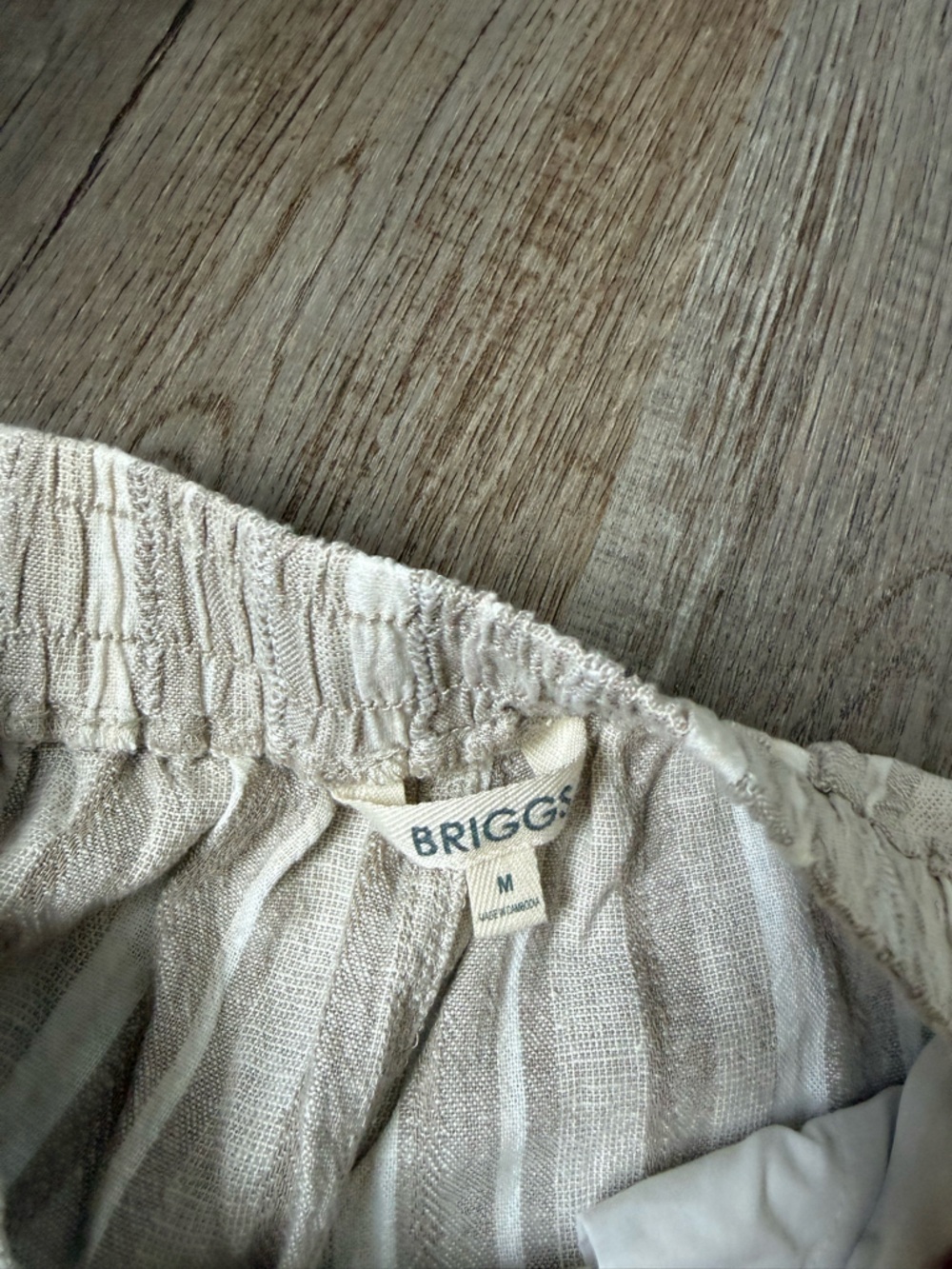 Briggs Striped Linen Blend Drawstring Pants Wide Leg Hippie Beige White Size M - Picture 4 of 8